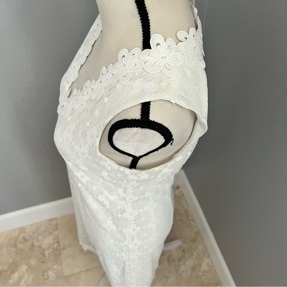 London Times White Midi Dress with Lace Trim - Picture 6 of 13